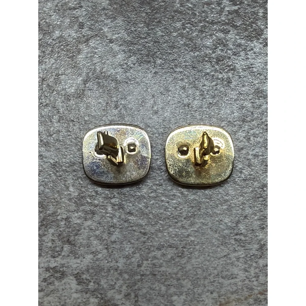 Vintage Gold Tone Quotation Mark Cufflinks Black Enamel Punctuation Jewelry
